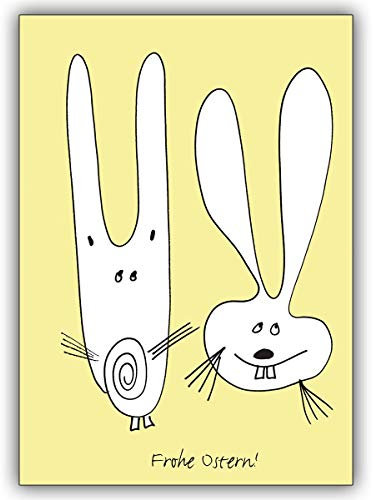 10 Osterkarten (10er Set): Wünschen SieFrohe Ostern mit zwei vergnügten Osterhasen • hochwertige Glückwunschkarten mit Umschlägen zu Ostern, Ostergrüße, Osterkarten