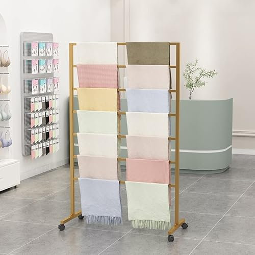 KEAVY Schalbügel, Tuchhalter, Schal-präsentationsständer mit Rädern, Bodenstehender Beweglicher Krawattenhalter, Schal-schal-Organizer-Rack, Zum Aufhängen von Kleidung, Aufbewahrungsdisplay