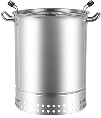 fumoir Barbecue à charbon de bois, réchaud suspendu for barbecue, baril en maille de barbecue en acier inoxydable avec brochettes de brochettes 20pcs, panier à griller roulant, support de barbecue de