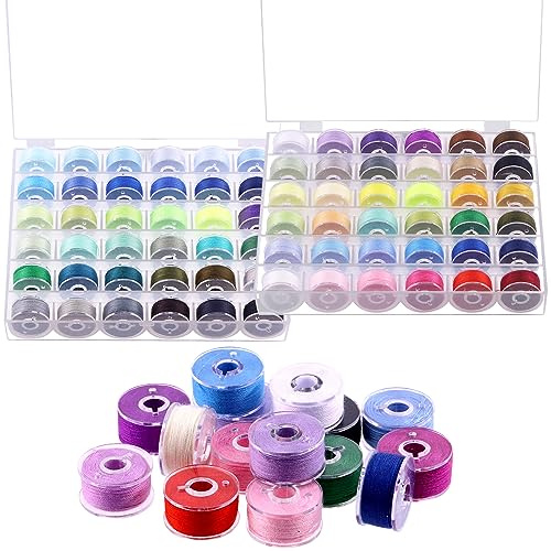 Swpeet 72Pz 72 Colori Poliestere Prewound Bobbins Set da Cucire con Bobina Box, Filo da Cucire Bobine, Bobine Pre-Wound Compatibile con Brother/Babylock/Janome/Elna/Singer Macchina da Ricamo, Taglia A