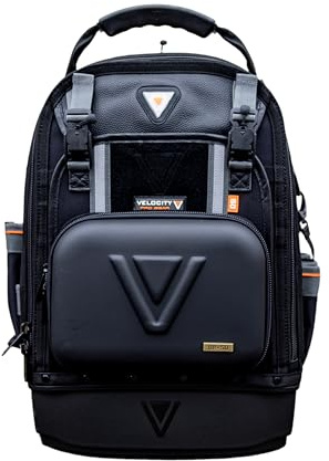 Velocity Progear Rogue 50 Tool Backpack, Professional Heavy Duty Tool Bag with 22 Pockets, Magnetic Harness, YKK Interlocking Zips, Waterproof Base and Water Resistant 1200D Outer, Black