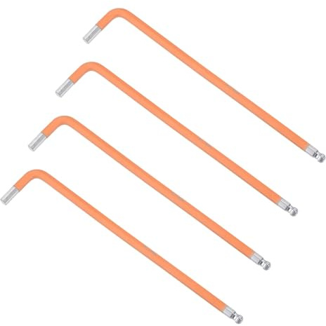 TOP-VIGOR 4 llaves hexagonales de extremo de bola de 5 mm, llave Allen de brazo largo en forma de L para bricolaje doméstico, reparación profesional de máquinas