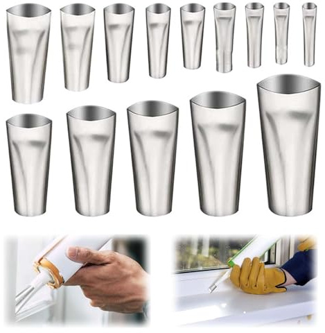 EnixwH Set di 14 Ugelli in Inossidabile per Guarnizioni in Acciaio Inox, Beccucci per Cartuccia, Ugello per Calafataggio, Ugelli per Calafataggio Acciaio Inossidabile Kit, Ugelli Per Pistola Silicone