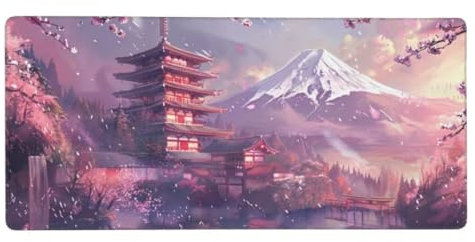 XXL Gaming Mauspad Rosa 27.6x11.8in, verlängertes Mousepad, mit Motiv Schreibtischunterlage Kirschblüten, Erweiterter Schreibtisch Schutz, Verbessert und Geschwindigkeit Gaming Mauspads N1-236