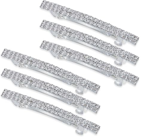 6 Stück Strass-Feder-Haarspangen, Elegante Damen-Haarspangen, Frisuren-Dekoration-Haarspangen, Glänzende Haarspangen, Damen-Haar-Accessoires
