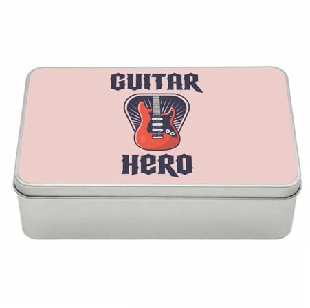 Fabulous Aufbewahrungsbox aus Metall, Rosa – Guitar Hero Musik Rock Zukunft – 11 x 18,5 x 5,5 cm – Aufbewahrungsbox, Schlüssel, Werkzeug, Brotdose, Zucker, Kekse