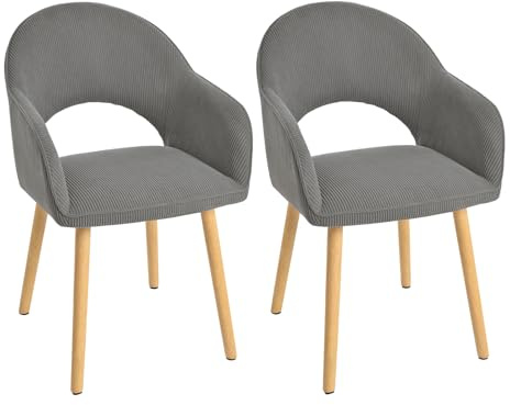 Goeurvant Esszimmerstühle 2er Set Holzbeine mit Armlehne Polsterstuhl Armlehnenstuhl Küchenstühle Stühle Esszimmer Wohnzimmerstuhl für Esszimmer Küche,Grau
