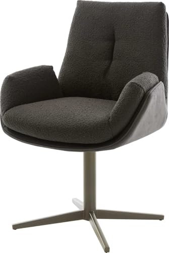 Esszimmerstuhl Clea-Flex Fußkreuz Effektfinish Titan Materialmix Schwarz 360° drehbar