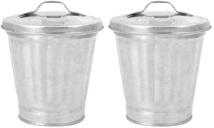 Garneck 2Er Set Mülleimer Mit Deckel Aus Metall 3.74X3.54X3.54In Als Schreibtisch Mini Müll Blumentopf Oder Aufbewahrungseimer Für Büro Küche Wohnzimmer Und Fensterbrett