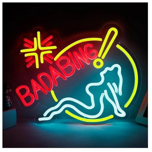 Hängande konst neonskyltar Bada Bing Neonskylt USB-drivet Dimbart Ljus För Sovrumsbar Fest Väggljus Upp Skyltar Dekoration 31cm×39cm