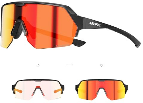 KAPVOE Fahrradbrille SelbsttöNend für Herren Damen Photochrome Radsportbrille Sonnenbrille mit UV400 Schutz Sportbrille für Fahrrad Mtb Unisex K360