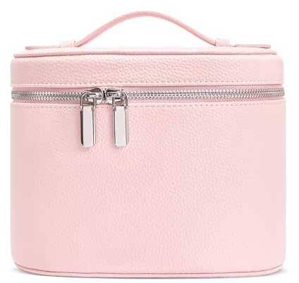 idoltimes Cosmetic Case, Leather Makeup Bag, Portable Handheld Makeup Case, Detachable Compartments