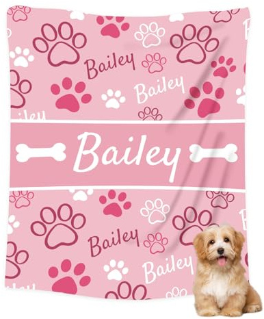 NIBESSER Personalisierte Geschenke Hunde Katzen Personalisierte Hundedecke mit Foto Name Kuscheldecke Katzen extra weiche softe Hundedecke für Unterwegs Sofa Bett