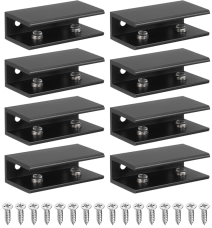QUARKZMAN 8 Piezas De Soportes De Vidrio Abrazaderas Ajustables De Metal Sujetador Para Estante Clip Para Estante De Baño Soporte Hardware Piezas De Repuesto De Menos De 0.51 Negro