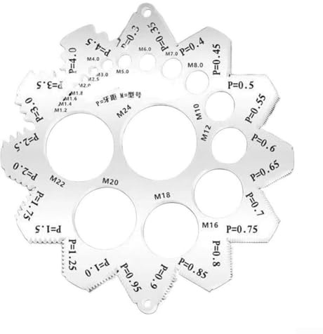 Aetluxery Set di calibri per filettatura metrica e britannica per la misurazione del diametro della vite, passo 24 + 15 misuratori di lunghezza della pinza, identificatore di filettatura grossa e fine