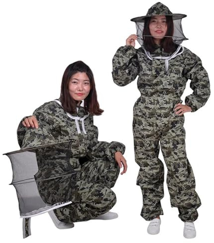 Beekeeper Suit for Beekeepers Beekeeping Supplies Protective Clothing Jacket Pants Veil Bee Protecting Dress Suit(XXL)