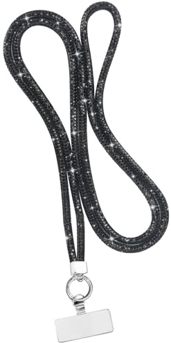 JYSNOW Cordón para Movil de Diamante Completo, Cordón de Correa Colgante con Parches Duraderos, Correas Ajustable para Cuello, con Todos Los Teléfonos Inteligentes y La Mayoría de Los Funda