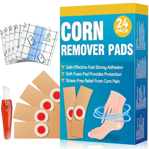 Wart Remover, 24pcs Verruca Treatment Plasters for Feet, Hands & Toes, Effective Corn & Wart Removal, Pain Relief & Skin Repair, Safe & Easy to Use (24 Pack)