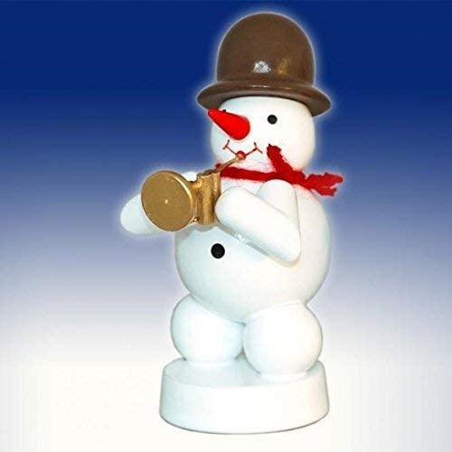 Rudolphs Schatzkiste Weihnachtsdekoration Schneemann mit Jazztrompete Höhe 8cm NEU Schnee Eismann Winterfigur Winterdekoration Figur Holz Seiffen Erzgebirge Holz Dekoration Weihnachten