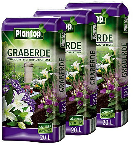 Graberde Plantop 3 Säcke á 20L = 60 Liter Blumenerde Spezialerde ohne Rußzusatz