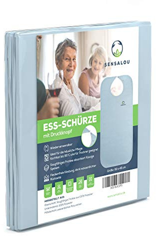 Sensalou Erwachsenen Lätzchen - Wasserdichte Ess-Schürze mit Druckknopf | Saugfähiges Frottee-Lätzchen für Senioren, 90x45 cm, waschbar bei 95 Grad, effektiver Kleiderschutz für Damen & Herren