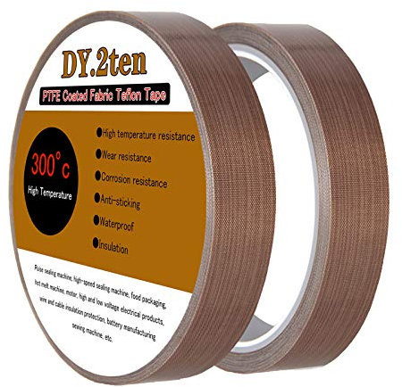 DY.2ten 2 PZ Teflon nastro ad alta temperatura, 13mm x 10m, macchina di sigillamento, PTFE rivestito in fibra di vetro Telfon Tape, resistente all'usura nastro isolante termico