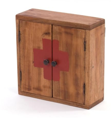 Armadio Medic 35, 35 x 35 x 13 cm (altezza x larghezza x profondità), in mogano, in stile shabby chick, armadietto per farmaci, primo soccorso, in legno, colore: 08 miele