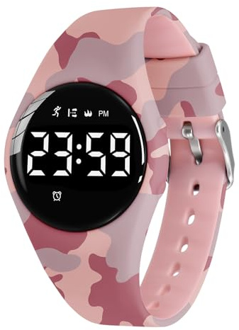 aswan watch digitalklocka, barn, flickor, pojkar, med stegräknare, väckarklocka, stoppur, ljus, datum, sportarmbandsur utan app och mobiltelefon med silikonarmband