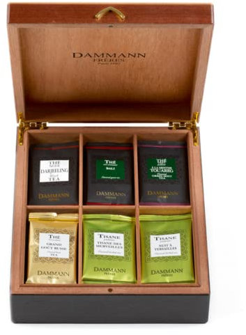Dammann Frères - Cofanetto Regalo Tè & Tisane in Legno | Scatola 8 Sapori Assortiti 42 Bustine - 84 Gr | Benvenuto