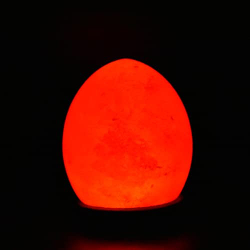 H&H Himalayan Pink Salt Lamp Crystal Color Changing USB Lamp Natural Crystal Natural Rock Salt Lamp with Wooden Base Handcrafted Relaxation Healing Air Purifying Table Lamp Home Décor Gift (Egg)