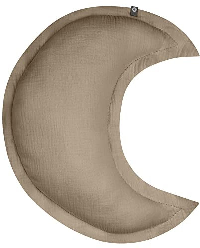 von Herzen Handmade Musselinkissen aus 100% Baumwolle I Kinderkissen I Dekokissen aus Musselin in Mondform I Mondkissen für Kinderzimmer & Bett I Handgenähtes Kissen mit Watte gefüllt (Beige)