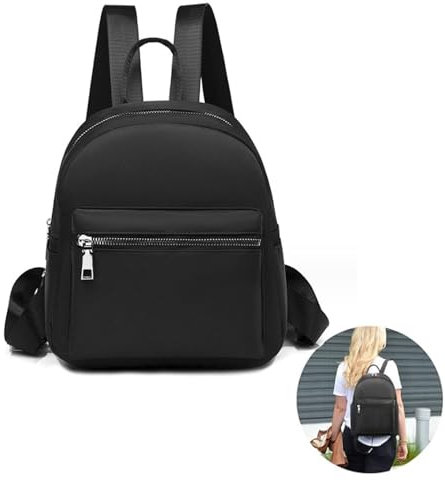 ZeYou Damen Rucksack Elegant,Schwarz Wasserdicht Kleiner Rucksackhandtaschen,Rucksack Handtasche Damen,Wasserdicht Cityrucksack Handtasche für Freizeit Schule Reisen Arbeit