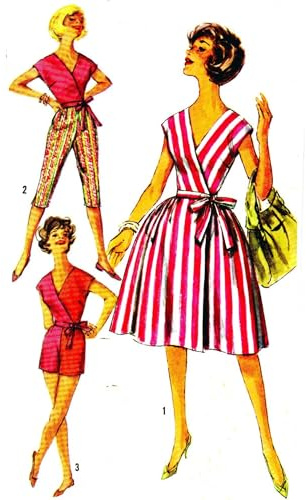Schnittmuster für Bluse und Rock und Hose der 50er-Jahre, in zwei Längen, Brustumfang: 91,5 cm