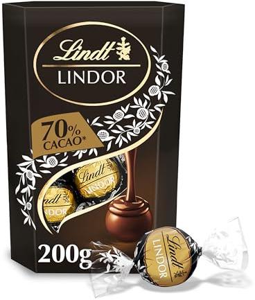 Lindt Lindor 70% Dark Chocolate Truffles – 200g Box (Approx. 16 Balls) – Smooth Filling – Gift, Birthday, Congratulations Treat
