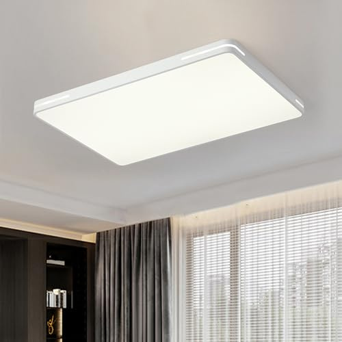 Style home 192W LED Deckenlampe dimmbar mit Fernbedienung 90x60x6cm Weiß | 3000-6000K,Rechteckige LED Deckenleuchte aus Metall, Modern Lampe für Wohnzimmer,Schlafzimmer,Büro