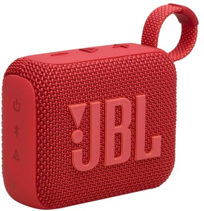JBL Go 4 - Altoparlante Bluetooth ultra portatile, impermeabile e antipolvere, suono Big Pro con bassi potenti, batteria integrata da 7 ore, realizzato in parte con materiali riciclati (rosso)