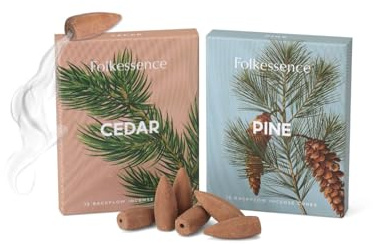 Folkulture Backflow Incense Cones for Waterfall | 30 Pc Waterfall Incense Cones Scented | 2 Fragrance Insenses | Mixed Natural Fragrances | Pine and Cedar Inscents