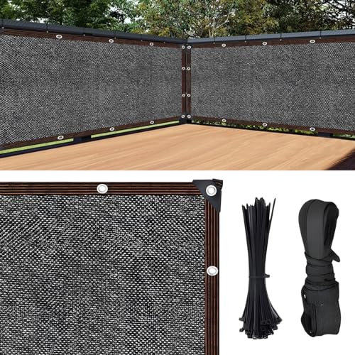 Recitem Balkon Sichtschutz Balkonabdeckung Balkonverkleidung Wetterfest blickdichte Wind und UV-Schutz ohne Bohren, 100% Privatsphäre, mit Ösen, Nylon Kabelbinder und Kordel, Hellgrau (1 m× 6 m)