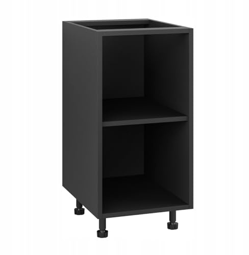 Laclar Modularer unterer Küchenschrank 40/82 mit verstellbaren Füßen - Soft-Close-Türen und herausnehmbarer Regalböden - ideal für funktionale Küchenorganisation - robust und langlebig - Schwarz