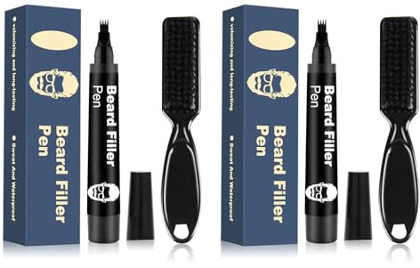 2 Stück Bartfüllerstift, Wasserfester Bartstift für Herren, Beard Oil, Bart Farbe und Bartfüller zum Füllen, Füllen und Definieren Sie Ihren unregelmäßigen Bart mit dem Bartstift, Braun