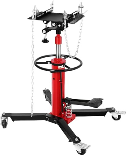 GarveeTech Transmission Jack, 1100 LBS, 1/2 T Capacity, 34 in-68 in Lifting Range, 2 Stage Adjustable Hydraulic Telescopic Jack Stand with Foot Pedal, 360° Swivel Wheels, Brakes