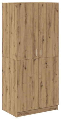 vidaXL Garderob artisan ek 90x52x200 cm konstruerat trä, hatthyllor, klädstång, klädförvaring, klädskåp, klädstänger, jackhängare, garderob