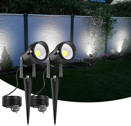 nipify Spot LED Exterieur, Blanc Froid 6000K Éclairage de Jardin, Étanche Spot Exterieur Led pour Terrasse, Cour, Arbre, Pelouse, Plantes, Chemin, Garage, Patio Lot de 2
