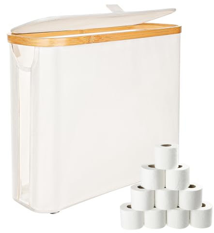 Toilet Paper Storage,Bamboo Toilet Paper Organizer Holder with Lid for Bathroom Toilet Paper Towel Storage Basket