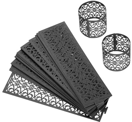 sourcing map Lot de 100 ronds de serviette en papier d'aluminium découpé au laser pour mariage, fête, décoration de table, restaurant (noir, 13,5 x 4,1 cm)