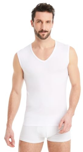 FINN Maglietta Intima Business Uomo Senza Maniche con Scollo a V - Maglia Sottogiacca in Originale Tessuto Lenzing® Modal - La Canottiera Perfetta sotto Camicia e Abito Bianco 4XL