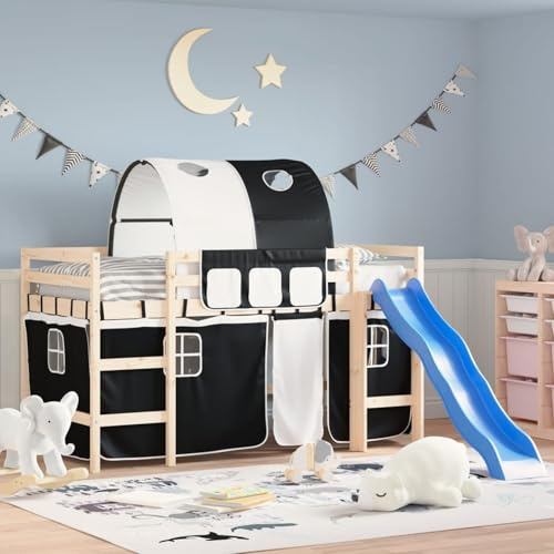 Rantry Tende per Letto a Soppalco con Tunnel Bianco e Nero Poliestere, Tenda a Rullo Oscurante, Tenda per Luce Diurna, Tenda Avvolgibile Interno, Tende Oscuranti, Tende Oscuranti Camera, Soffitta