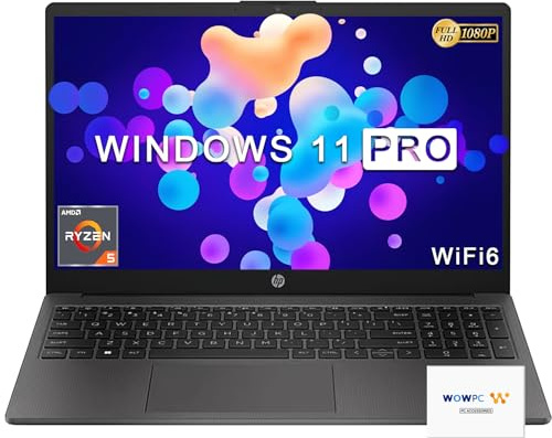 HP 255 G10 Business Laptop, 32GB RAM, 512GB PCIe SSD, AMD Ryzen 5 7530U Processor (Beats i7-1355U), 15.6 FHD LED Display, WiFi 6, Spill-Resistant Keyboard, Windows 11 Pro, WOWPC Recovery USB