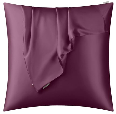 DISANGNI Kissenbezug aus 100 % natürlicher Maulbeerseide für Haar und Haut, mit verstecktem Reißverschluss, beidseitig 22 Momme, echte Seide, 1 Stück, 80 x 80 cm, Lila