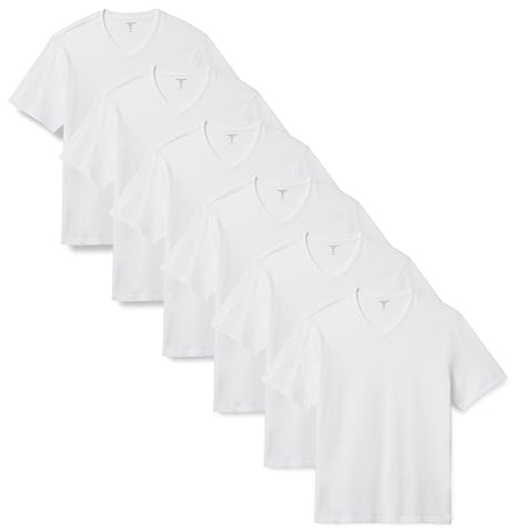 Amazon Essentials Men's Regular-Fit Short-Sleeve T-Shirt, Pack of 6, White, Large